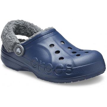 Zuecos Crocs Baya Forro Fuzz-Correa Hombre Azul Marino | Mexico 0716FDNM